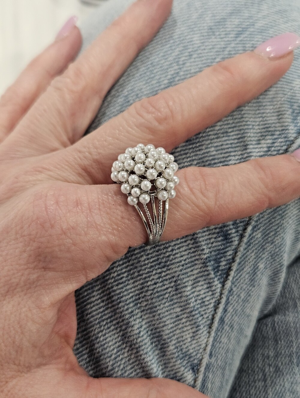 Cluster Pearl Statement Ring - White Pearls - Picture 8 of 16
